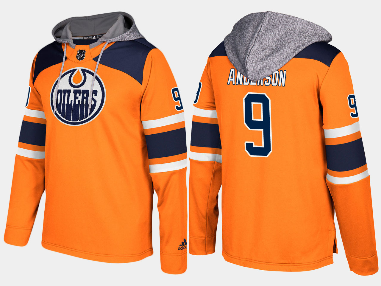 Men NHL Edmonton oilers retired 9 glenn anderson orange hoodie